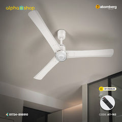 Atomberg Renesa Elite smart 1400mm BLDC ceiling fan in pearl white with IoT features and remote control, available at Alphaeshop in AT-162_F.jpg.