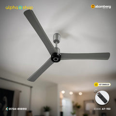 Atomberg Renesa Elite Smart 1400mm BLDC ceiling fan in sand grey with remote, IoT enabled, from file AT-153_F.jpg.