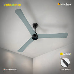 Atomberg Renesa Halo Smart 1400mm BLDC ceiling fan in misty teal, IoT enabled with remote control, from file AT-155_F.jpg.