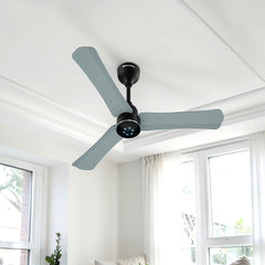 Atomberg Renesa Halo Smart 900mm BLDC ceiling fan in misty teal with LED indicators, shown in file AT-164_1 (1).jpg.