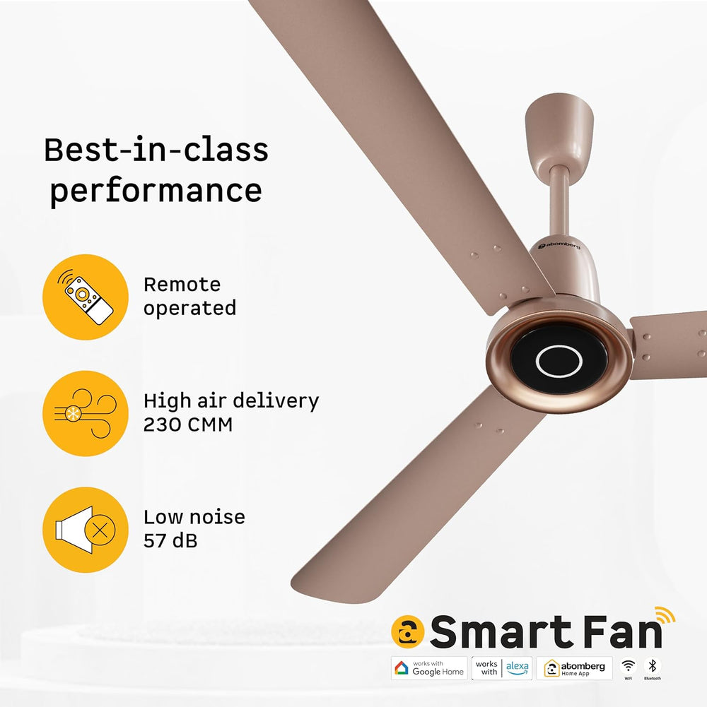 Atomberg Studio Nexus Smart BLDC ceiling fan features remote control, 230 CMM air delivery, and 57 dB low noise in 712NxeT5RML._SL1500.jpg.