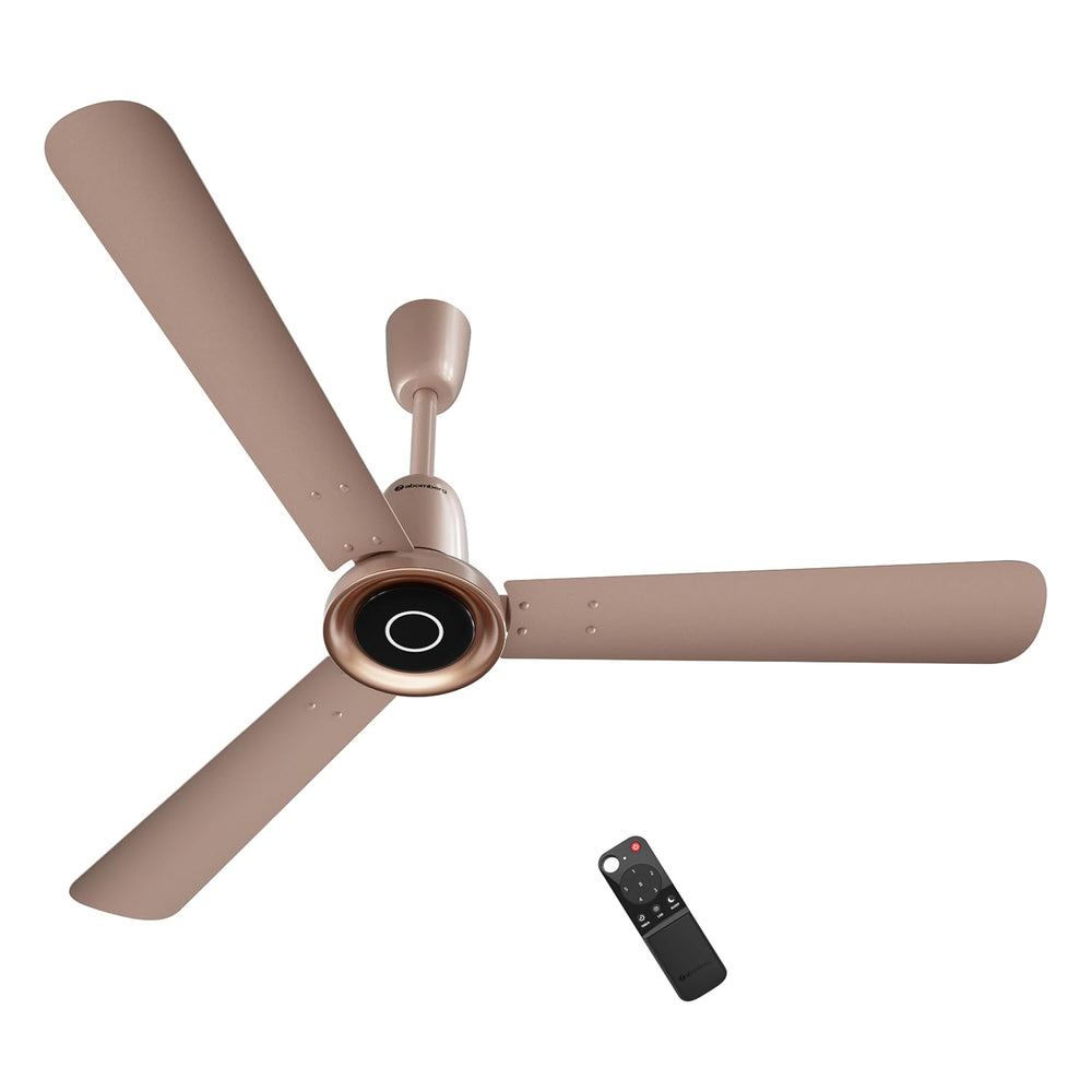 Rose Gold Atomberg Studio Nexus Smart 1400mm BLDC Ceiling Fan with its remote control, featured in 615HH6x0c3L._SL1500 (1).jpg.