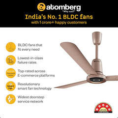 Rose Gold Atomberg Studio Nexus Smart 1400mm BLDC Ceiling Fan, an energy-saving BLDC fan with IoT & remote control features shown in 71o43Zg_oSL._SL1500.jpg.