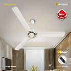 Atomberg Studio Nexus Smart 1400mm IoT enabled BLDC ceiling fan in Pearl White with gold trim, remote control, and model code AT-149.