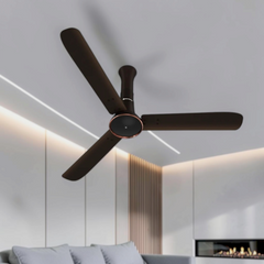 Atomberg Studio Ventra 1250mm BLDC ceiling fan in Blaze Brown with 3 blades and sleek modern design, model AT-177.