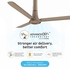 Atomberg Studio Ventra 1250mm BLDC ceiling fan in Creme Brulee with AdvanceAir+ Technology and 250 CMM air delivery.