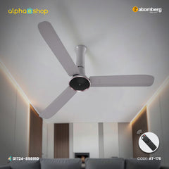 Atomberg Studio Ventra 1250mm BLDC ceiling fan in Urban Chrome with 3 blades and remote control, model AT-176.
