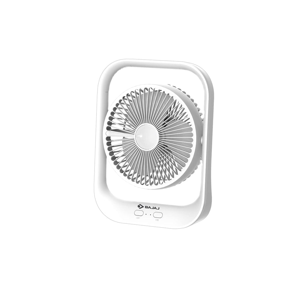 BAJAJ Pygmy Personal Rechargeable Desk Fan with LED Light (White) B11