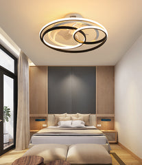 Breezelux 20" Modern Luxury Decorative Silent Underlight Remote Ceiling Mount Fan (White-Black) BL-9012