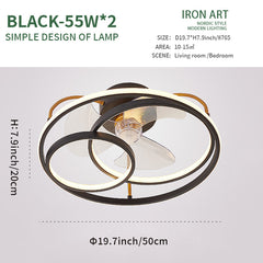 Breezelux 20" Modern Luxury Decorative Silent Underlight Remote Ceiling Mount Fan (White-Black) BL-9012