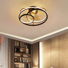 Breezelux 20" Modern Luxury Decorative Silent Underlight Remote Ceiling Mount Fan (White-Black) BL-9012