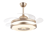 Breezelux Alpha 48'' Modern Crystal Retractable Luxury Decorative Silent Underlight Invisible Blade Chandelier with Remote Ceiling Fan ( Golden ) BL-1540