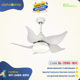 Breezelux Alpha 36" Modern Decorative Silent ABS Blade Underlight with Remote Ceiling Fan (White) BL-2066-WH