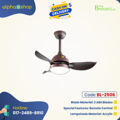 Breezelux 34" Modern Decorative Silent ABS Blade Underlight with Remote Ceiling Fan  (Silver) BL-2506