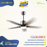 Breezelux Alpha 40" Modern Decorative Silent ABS Blade Underlight with Remote Ceiling Fan (S Golden) BL-2756-P