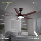 Breezelux Alpha 54" Modern Decorative Silent ABS Blade Underlight with Remote Ceiling Fan (Dark Wood) BL-3000-BK