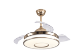 Breezelux Alpha 48" Modern Crystal Retractable Luxury Decorative Silent Underlight Invisible Blade Chandelier with Remote Ceiling Fan (Golden) BL-6094