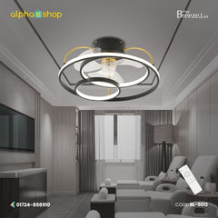 Breezelux 20" Modern Luxury Decorative Silent Underlight Remote Ceiling Mount Fan (White-Black) BL-9012