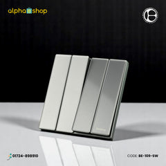 Belamy 4-gang 1-way electrical switch in grey. Sleek, minimalist design by Belamy, available at Alphaeshop.