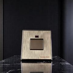 Belamy Gold 20A DP switch with red LED indicator and brushed gold finish, model BE-144-SW.