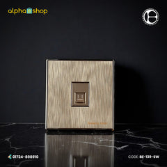 Belamy Gold internet socket with single network port, computer icon and brushed gold finish, model BE-139-SW.