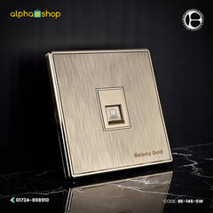 Belamy Gold telephone socket with brushed gold metal finish and single modular port, model BE-146-SW.