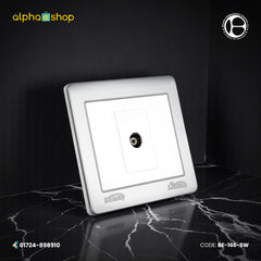 Belamy LK7 LANBAO TV socket with single coaxial connector and grey-white finish, model BE-166-SW.