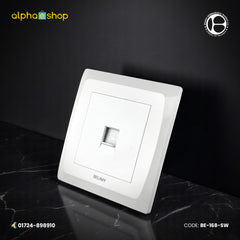 Belamy LK7 LANBAO telephone socket with single modular port and grey-white finish, model BE-168-SW.