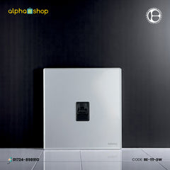 Belamy sky grey internet socket with central network port and minimalist wall plate design, model BE-111-SW.