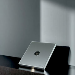 Belamy sky grey TV socket with central coaxial connector and sleek minimalist wall plate, model BE-110-SW.