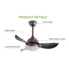 Breezelux 34" Modern Decorative Silent ABS Blade Underlight with Remote Ceiling Fan  (Silver) BL-2506