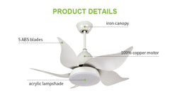 Breezelux 36" Modern Decorative Silent ABS Blade Underlight with Remote Ceiling Fan (White) BL-2066-WH