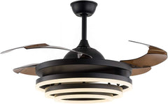 Breezelux 48" Modern Luxury Decorative Silent Underlight Remote Ceiling Mount Fan (Black) BL-2915