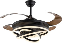 Breezelux 48" Modern Luxury Decorative Silent Underlight Remote Ceiling Mount Fan (Black) BL-2915