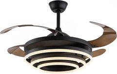 Breezelux 48" Modern Luxury Decorative Silent Underlight Remote Ceiling Mount Fan (Black) BL-2915