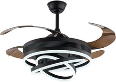Breezelux 48" Modern Luxury Decorative Silent Underlight Remote Ceiling Mount Fan (Black) BL-2915