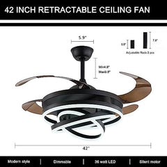 Breezelux 48" Modern Luxury Decorative Silent Underlight Remote Ceiling Mount Fan (Black) BL-2915