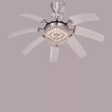 Breezelux Alpha 48" Crystal Retractable Luxury Decorative Silent Underlight Invisible Blade Chandelier with Remote Ceiling Fan (Sand Nickel) BL-1088