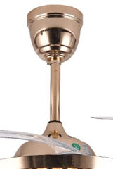 Breezelux 48" Crystal Retractable Luxury Decorative Silent Underlight Invisible Blade Chandelier with Remote Ceiling Fan (Golden) BL-2835-G