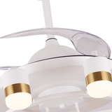 Breezelux Alpha 48" Elegant Modern Retractable Luxury Decorative Silent Underlight Invisible Blade Chandelier with Remote Ceiling Fan (White & Golden) BL-2910-WG