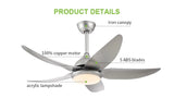 Breezelux Alpha 48" Modern Decorative Silent ABS Blade Underlight with Remote Ceiling Fan (Silver) BL-2736-S
