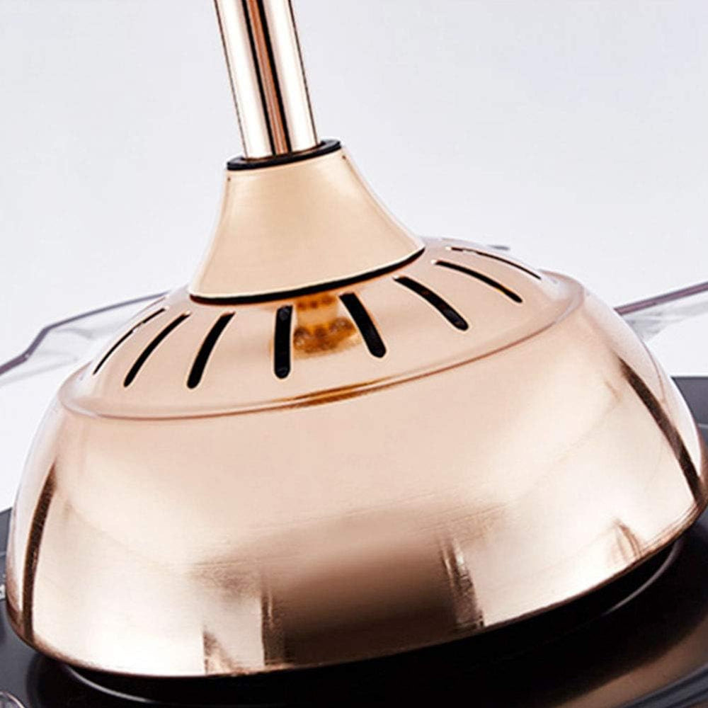 Close-up of Breezelux BL-6094 golden ceiling fan motor housing with vented metal body and downrod connection.