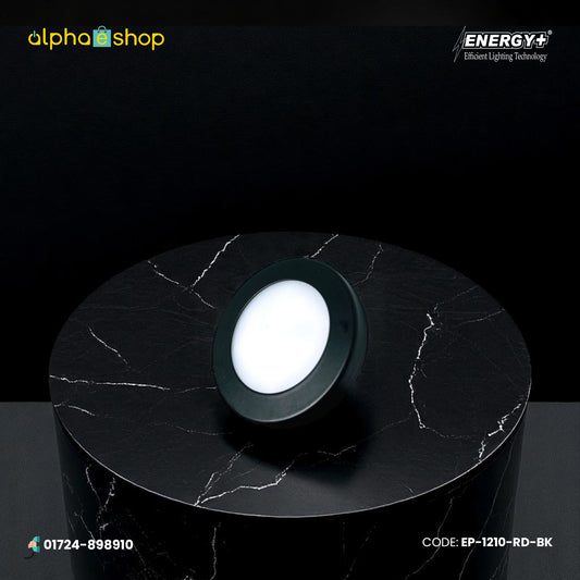 Energy Plus 1210 round LED concealed spot light in black with slim recessed design, model EP-1210-RD-BK.