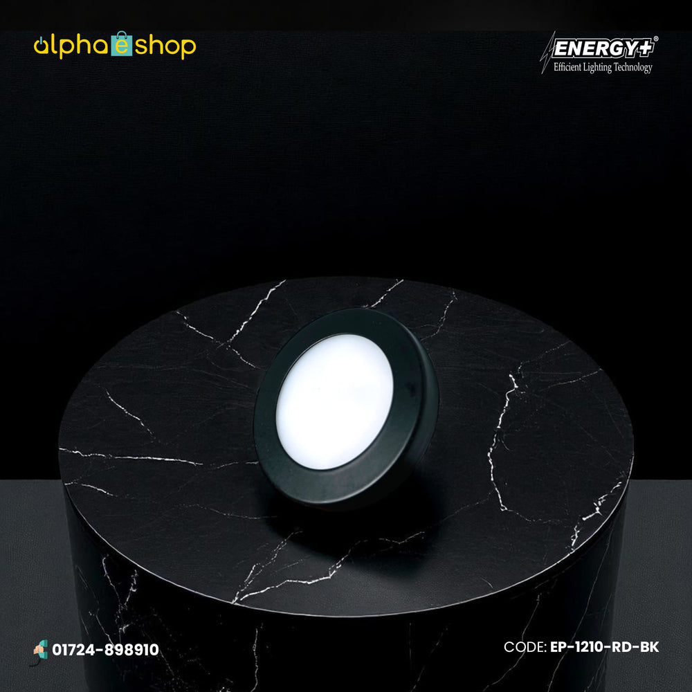 Energy Plus 1210 round LED concealed spot light in black with slim recessed design, model EP-1210-RD-BK.