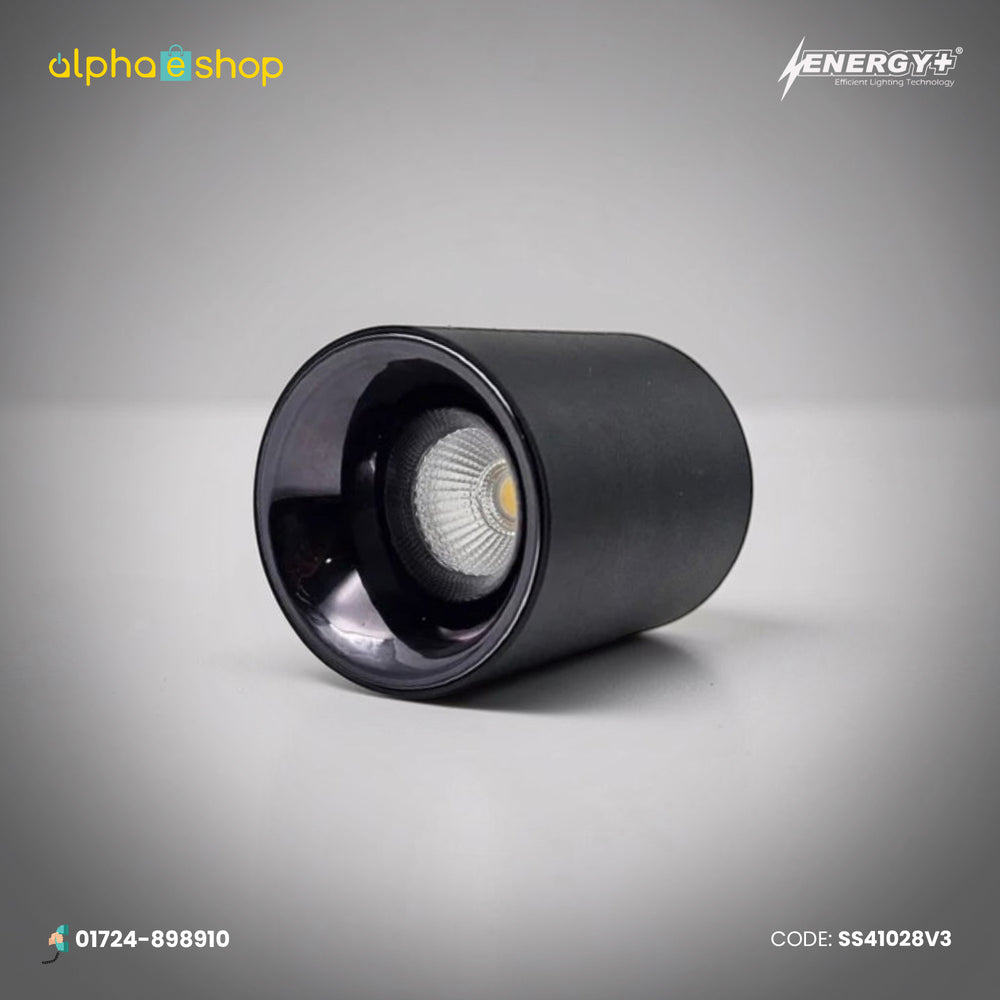 Energy Plus 41028 10W LED surface spot light in black with cylindrical housing, recessed reflector lens and model SS41028.