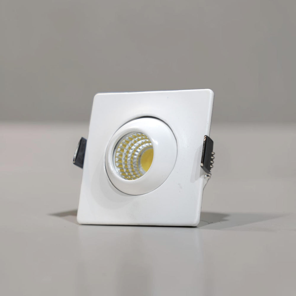 Energy Plus 6061 3W square LED concealed spot light in white with circular recessed center and visible yellow LED chip, model CS6061.