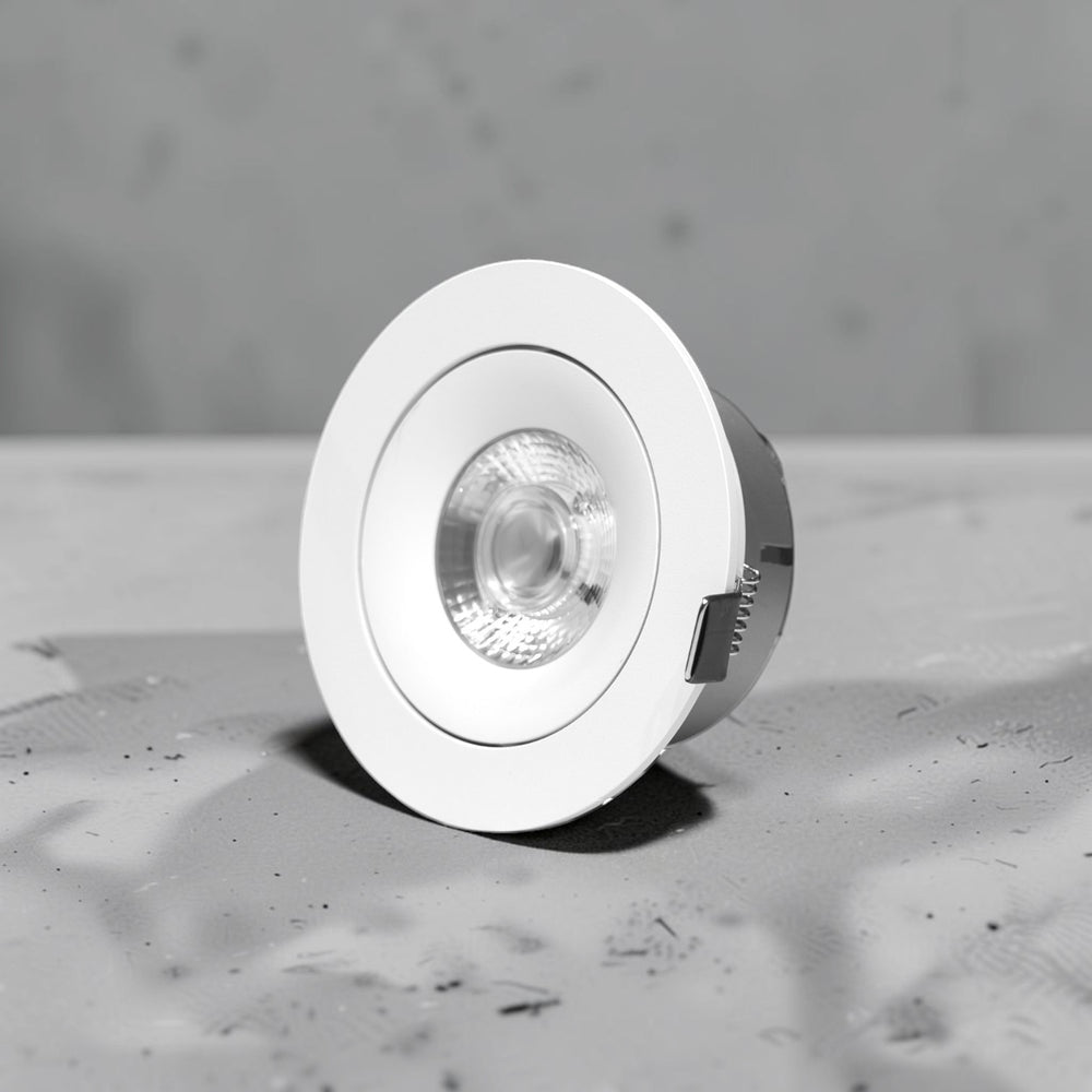 Energy Plus 6114 10W LED concealed spot light with a white circular frame, clear central lens and metal spring mounting clips.