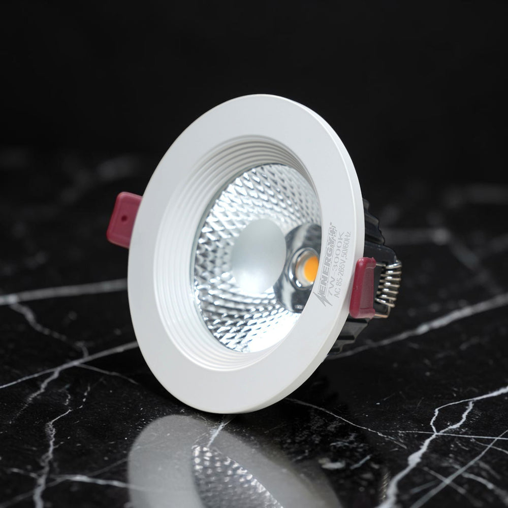 Energy Plus 6124 7W LED concealed spot light in white with textured silver reflector and round recessed design, model CS6124.