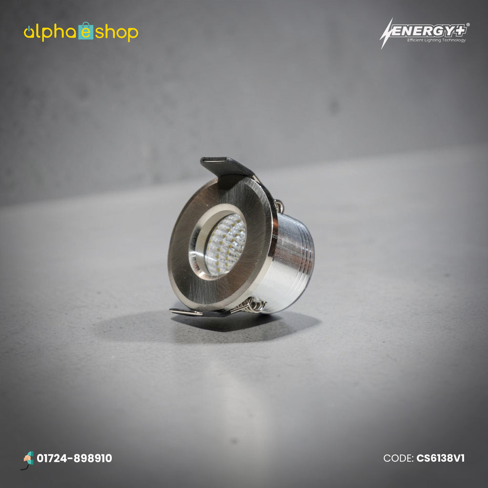 Energy Plus 6138 3W LED concealed spot light in silver with brushed metal finish and compact recessed design, model CS6138.