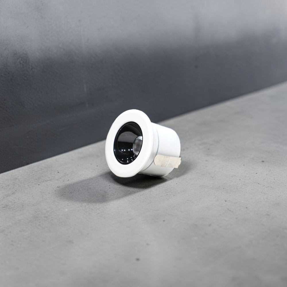 Energy Plus 6177 1W concealed spot light in white with compact round recessed design and black lens, model CS6177.